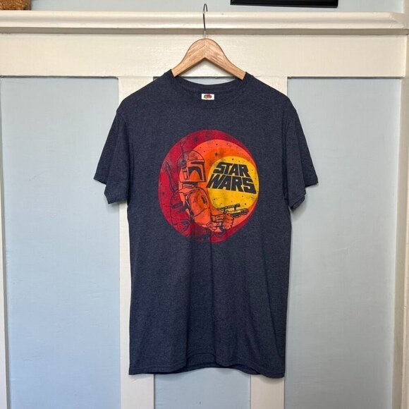 Star Wars Heather Blue Boba Fett T-Shirt - Picture 1 of 4
